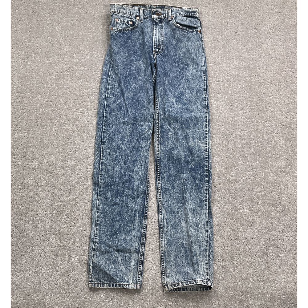 Levi's 505 Jeans 31W 36L ACT 30W 35L Blue Acid Straight Leg Red Batwing USA